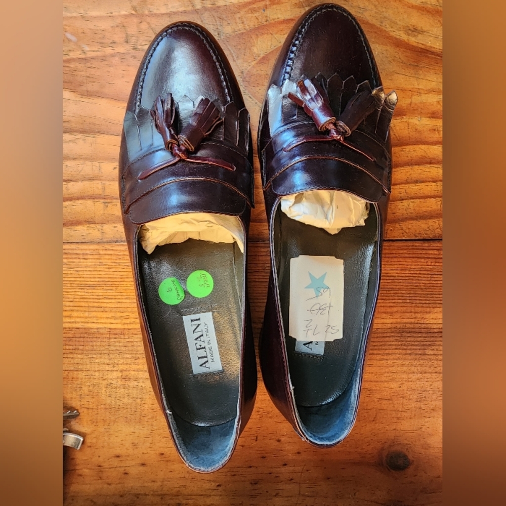 Alfani Men's Dark Burgandy Leather Tassel Loafers